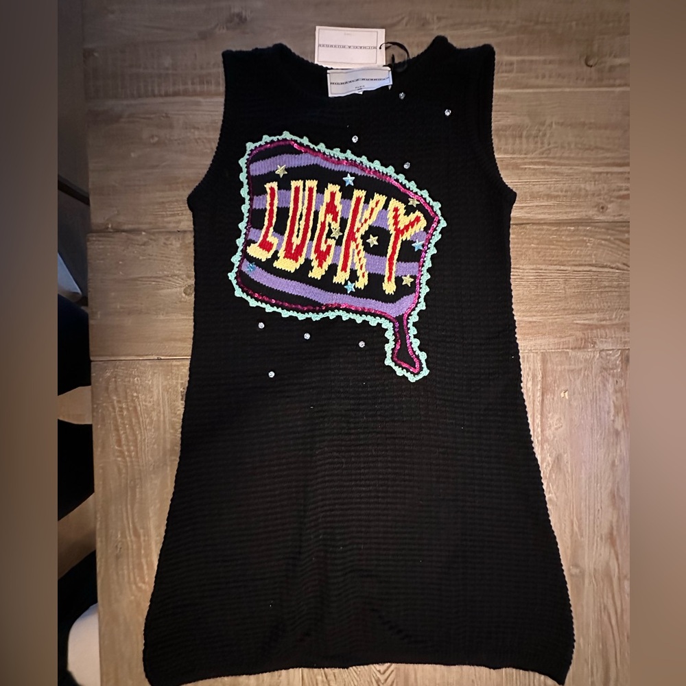 Michaela Beurger Black Knit Lucky Sweater Dress - NWT Size S